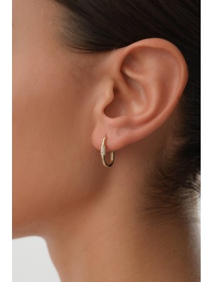 Arpaş 14 Ayar Taşlı Altın Halka Küpe