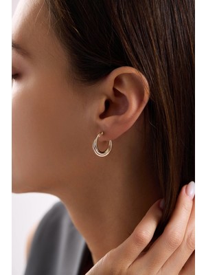 Arpaş 14 Ayar Üç Renk Sarmal Halka Altın Küpe