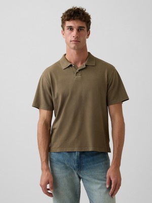 Gap Erkek Haki Relaxed Pique Polo T-Shirt