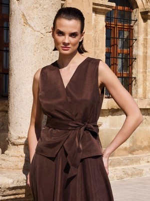 Unique Cupra Kumaş Yelek Detaylı Elbise