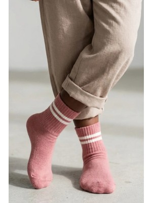 Bony Socks Çizgili Koyu Pembe Kız Çocuk Soket Çorap