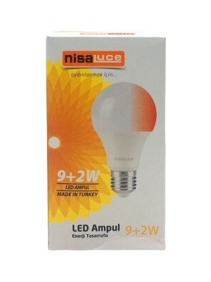 İlanib Ticaret Nisaluce EAMP-074/BK 9+2W E27 Beyaz-Kırmızı LED Ampul (5567)