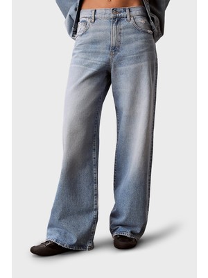 Calvin Klein Pamuklu Wide Leg Fit Yüksek Bel Jeans Bayan Kot Pantolon LV047F728G Sd9