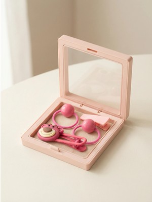 Katia & Bony Kız Çocuk 4'lü Ayıcıklı Plastik Kutulu Toka Seti  Açık Pembe