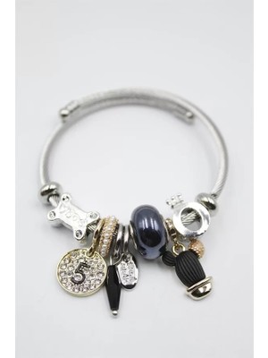 Die Grup Çelik Charmlı Kaktüs Bilezik - Siyah