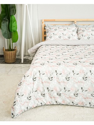 Rasel Tekstil Leaf  Pamuklu Çift Kişilik Turkuaz Nevresim Seti Lastikli Çarşaflı  200X220 cm