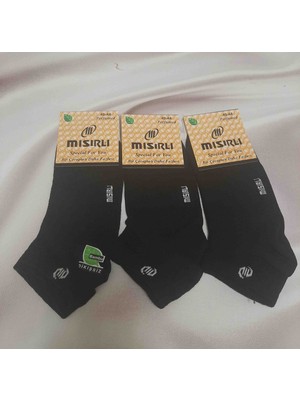 Shine Elagance Siyah 3'lü %100 Cotton Dikişsiz Parfümlü Bambu Erkek Patik Çorap