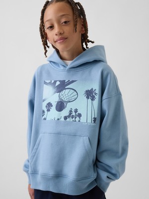 Gap Erkek Çocuk Açık Mavi Vintagesoft Relaxed Grafik Baskılı Sweatshirt