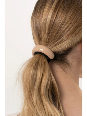 Bony Socks Bej Oval Kemik Aksesuarlı Lastik Toka