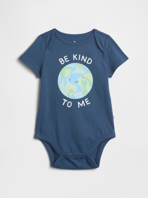 Gap Bebek Koyu Mavi Grafik Baskılı Bodysuit