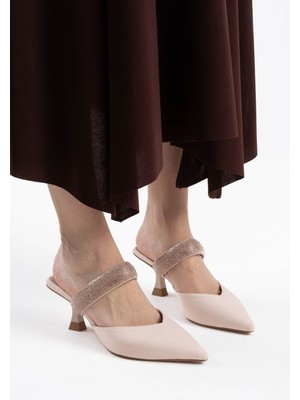 Zerenyus Biarritz Premium Bej Kadın Topuklu Terlik