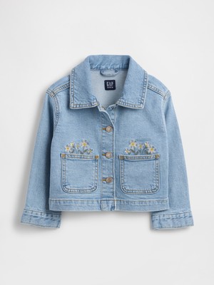 Gap Kız Bebek Açık Mavi Babygap Nakışlı Denim Ceket
