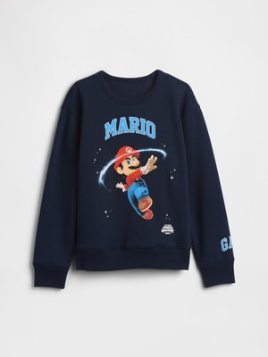 Gap Erkek Çocuk Lacivert Süper Mario Relaxed Grafik Baskılı Sweatshirt