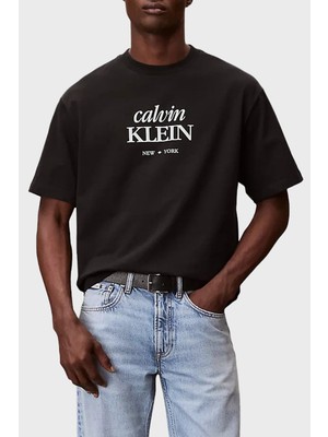 Calvin Klein Pamuklu Regular Fit Logolu Bisiklet Yaka T Shirt LV04RF818GUB1 Erkek T Shirt LV04RF818G Ub1