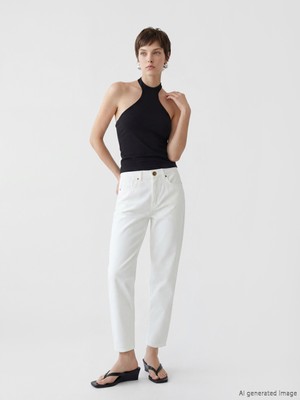 Soulife Yüksek Bel Mom Fit Kadın Jean Pantolon