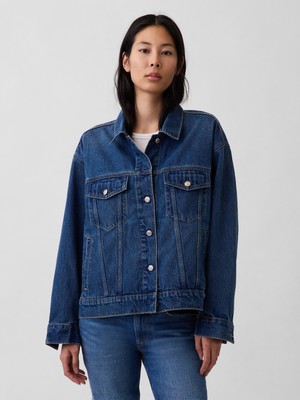 Gap Kadın Mavi Oversized Icon Denim Ceket