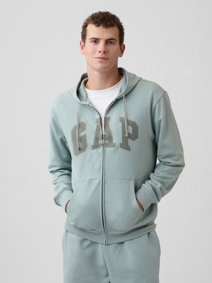 Gap Erkek Açık Yeşil Relaxed Gap Logo Fransız Havlu Kumaş Fermuarlı Sweatshirt