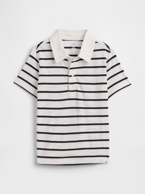Gap Erkek Bebek Beyaz Çizgili Rugby Polo T-Shirt