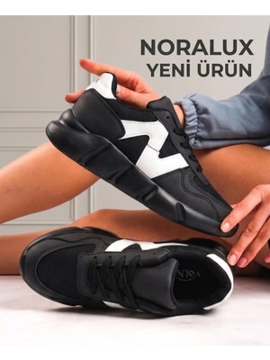 Romex Noralux Kadın Günlük Sneaker Siyah Beyaz Ortopedik Taban Detaylı Spor Ayakkabı