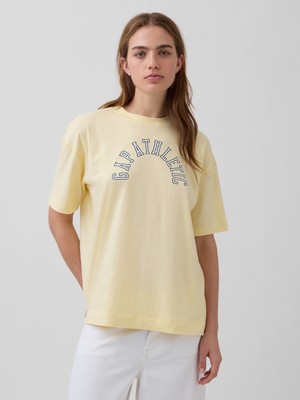 Gap Kadın Sarı Organik Pamuk Vintagesoft Athletic Logo Tunik T-Shirt
