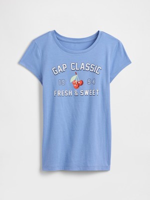 Gap Kız Çocuk Açık Mavi Kids Grafik T-Shirt