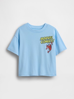 Gap Erkek Bebek Açık Mavi Marvel Oversized Grafik Baskılı T-Shirt