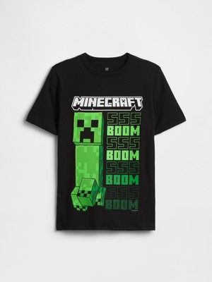 Gap Erkek Çocuk Siyah Minecraft Grafik Baskılı T-Shirt