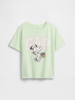 Gap Kız Çocuk Açık Yeşil Gapkids | Peanuts Oversized Logo T-Shirt