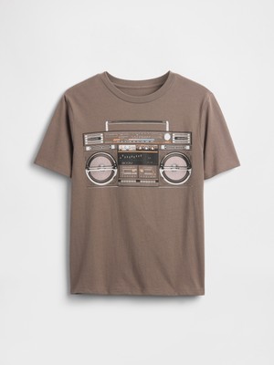Gap Erkek Çocuk Kahverengi Grafik Baskılı T-Shirt