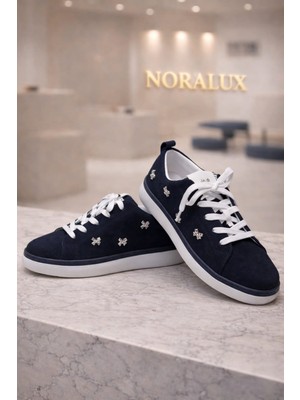Romex Noralux Kadın Günlük Sneaker Süet Taş Işlemeli Ortopedik Tabanlı Ayakkabı
