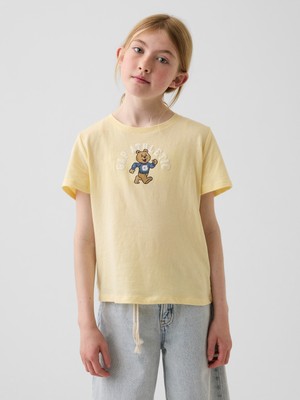 Gap Kız Çocuk Sarı Grafik Baskılı T-Shirt
