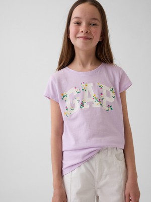 Gap Kız Çocuk Lila Gap Logo T-Shirt