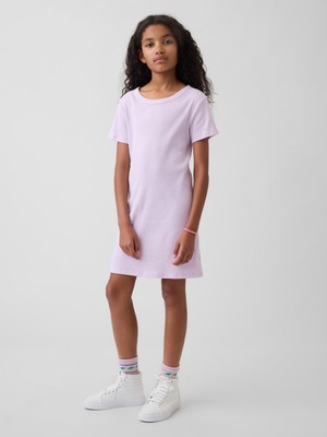 Gap Kız Çocuk Lila Gap Logo Fitilli T-Shirt Elbise