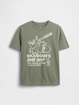 Gap Erkek Çocuk Haki Grafik Baskılı T-Shirt