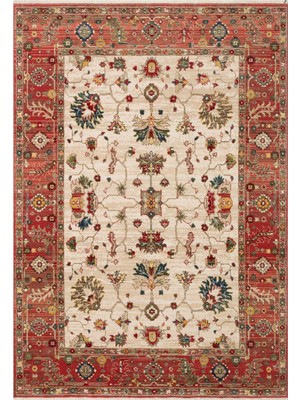 Eko Halı Heryerehalı Kybele Kyb 04 Cream Red Xw Sıcak Renk Tonlu Otantik Makine Halısı