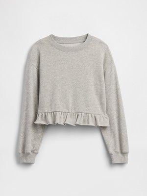 Gap Kız Çocuk Gri Relaxed Fransız Havlu Kumaş Peplum Sweatshirt