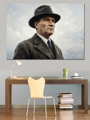 Artmeg Atatürk Portresi ve Şık Kıyafet Dekoratif Kanvas - Mdf Ahşap Tablo