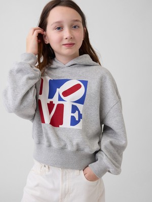 Gap Kız Çocuk Gri Robert Indiana Love Sweatshirt