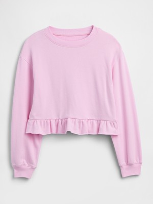 Gap Kız Çocuk Açık Pembe Relaxed Fransız Havlu Kumaş Peplum Sweatshirt