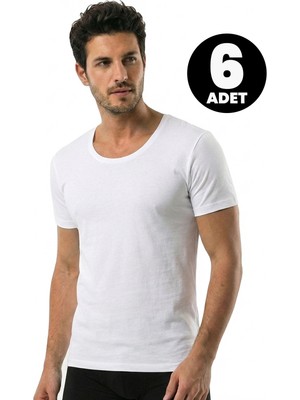 Öts 6'lı Erkek T-Shirt Açık Yaka Yarım Kollu (%100 Pamuk)