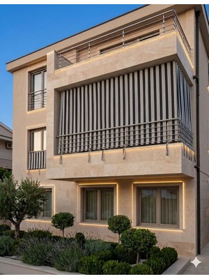 Gön Ev ve Otel Tekstili Yağmur Geçirmez Balkon Perdesi Branda Kumaş – Kalın, Bağcıklı – İsteğe Bağlı Kornişli veya Kuş Gözü Halkalı – Her Ölçüye Özel Dikim – Dış Mekan Perdesi
