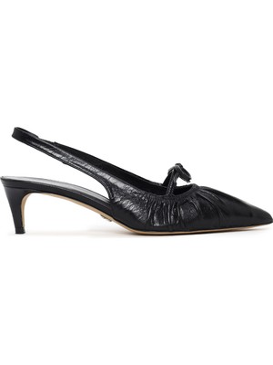 Derimod Kadın Siyah Arkası Açık Kısa Topuklu Deri Ayakkabı 26PFD120916