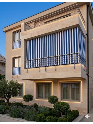 Gön Ev ve Otel Tekstili Yağmur Geçirmez Balkon Perdesi Branda Kumaş – Kalın, Bağcıklı – İsteğe Bağlı Kornişli veya Kuş Gözü Halkalı – Her Ölçüye Özel Dikim – Dış Mekan Perdesi