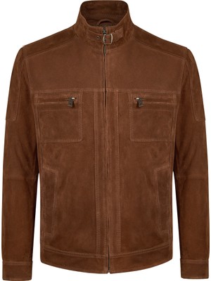 Derimod Wade Erkek Kahverengi Slim-Fit Süet Deri Ceket 26SGF646210