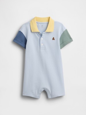 Gap Bebek Açık Mavi Colorblock Pique Polo Şort Tulum