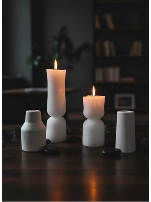 Varkal 2 Pinterest Vazo 2 Sütun Mum 4'lü Set - El Yapımı Dekoratif Set