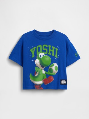 Gap Erkek Bebek Mavi Süper Mario Oversized Grafik Baskılı T-Shirt