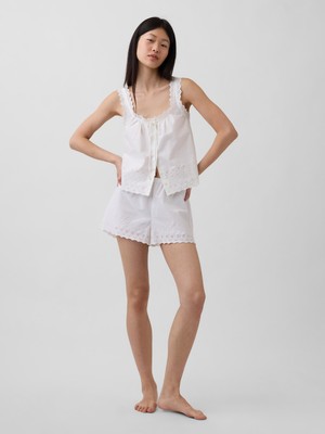 Gap Kadın Beyaz Dantel Işlemeli Pijama Şort
