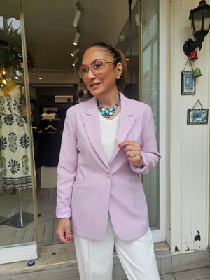 Cs Chic Shop Içi Saten Astarlı Tam Kalıp Tek Düğmeli Blazer Ceket