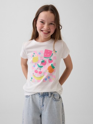 Gap Kız Çocuk Beyaz Grafik Baskılı T-Shirt (2’li)